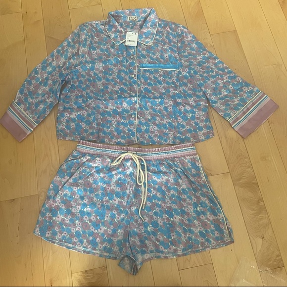 Free people pillow talk lavender combo women’s top bottom pjs button down medium - Picture 4 of 9